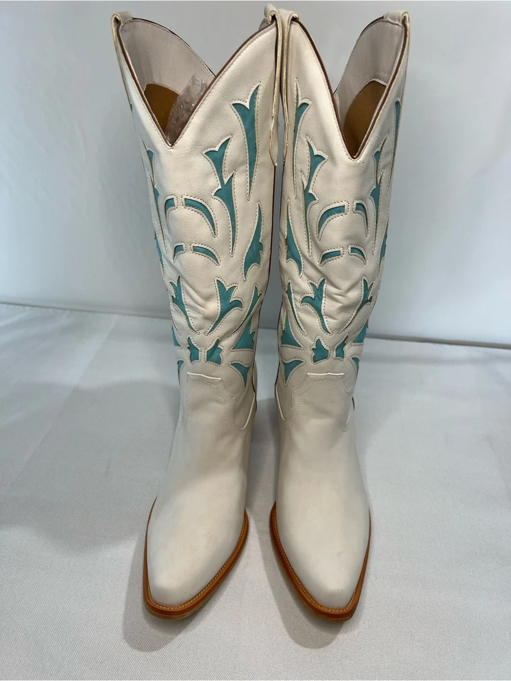 White & Teal Western Women’s Cowboy Boots